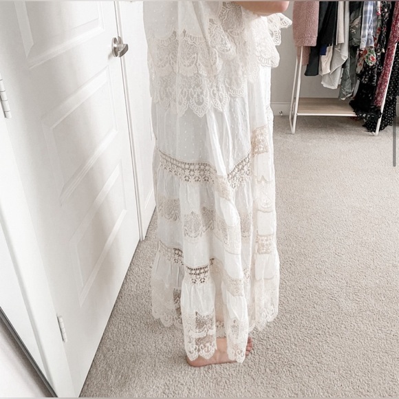 ANTHROPOLOGIE Mes Desmoiselles Crochet boho Lace Midi Dress PISTIL 38 M - Picture 8 of 13